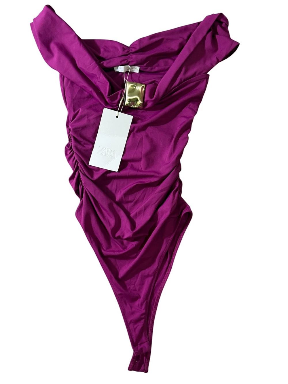 Zara Fuchsia Swimsuit with Gold Hardware